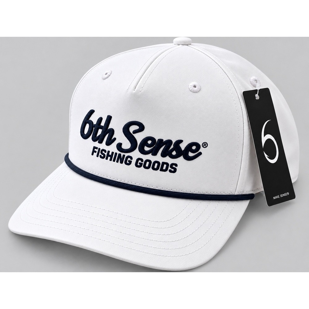 6th Sense Fishing Goods The Show Snapback Hat White Black Rope Performance Cap